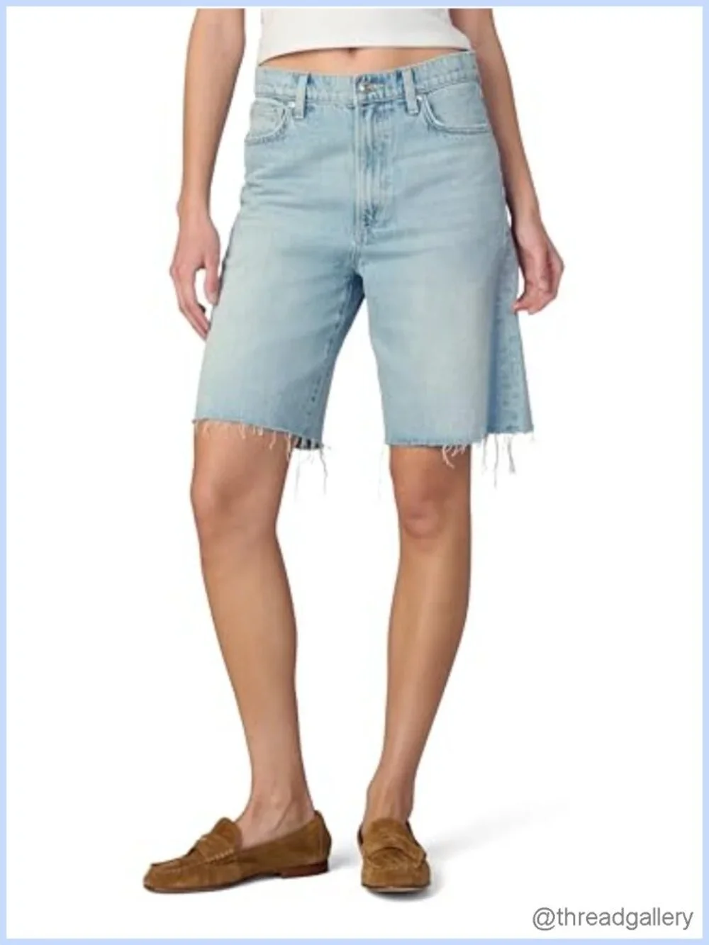 Low Rise Bermuda Shorts 100% Cotton Relaxed Fit Denim 9